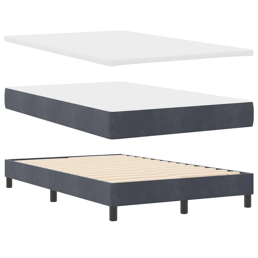 vidaXL Κρεβάτι Box Spring με Στρώμα Σκούρο Γκρι 120x200 εκ. Βελούδο