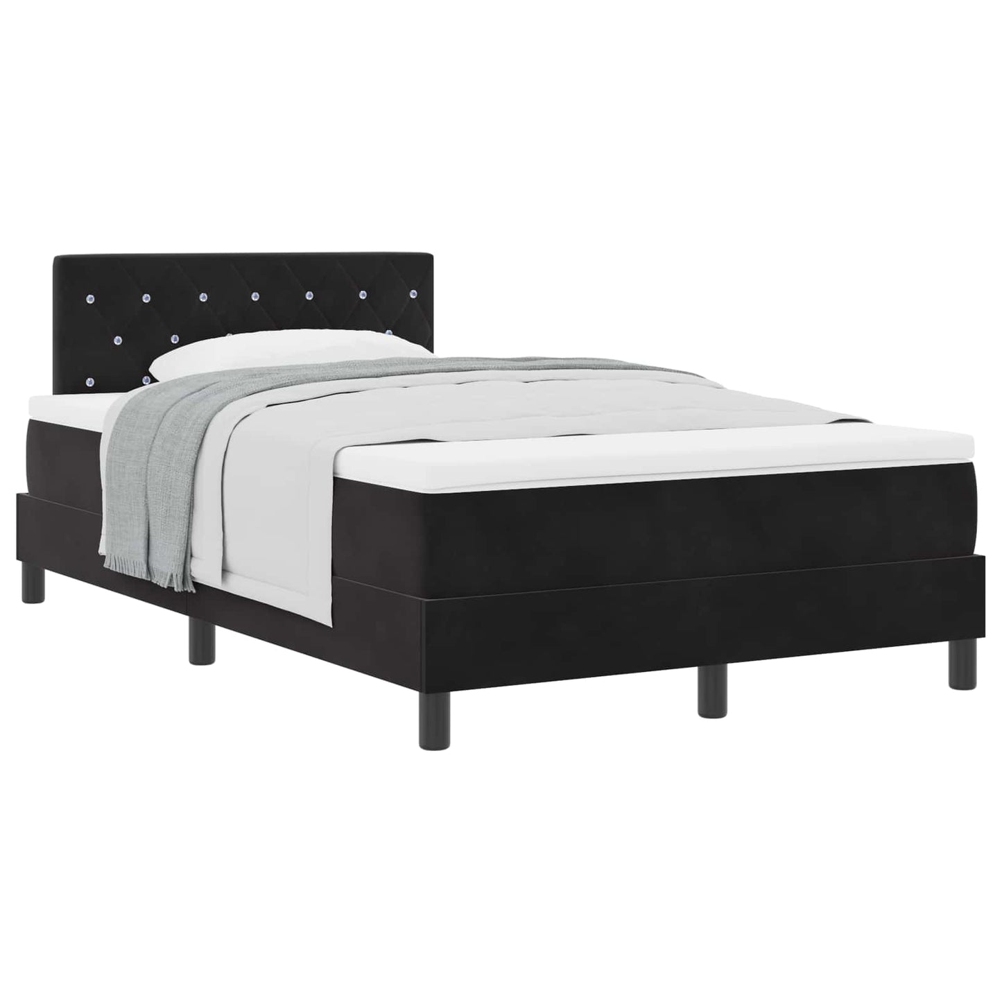 vidaXL Κρεβάτι με ελατήρια με στρώμα Μαύρο 120 x 200 cm Βελούδο
