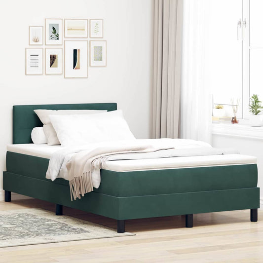 vidaXL Κρεβάτι με ελατήρια Σκούρο Πράσινο 120 x 200 cm Βελούδο