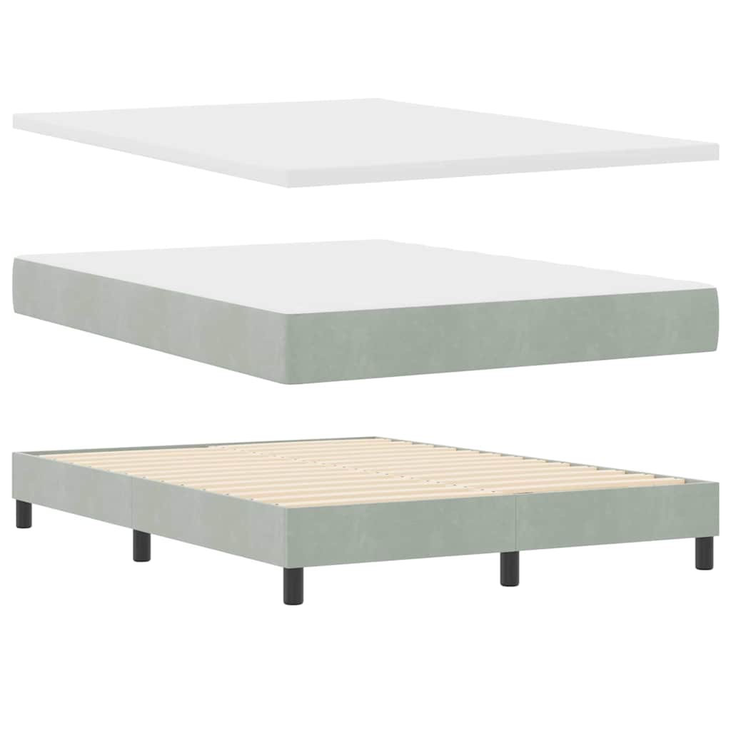 Κρεβάτι Box Spring με Στρώμα vidaXL Ανοιχτό Γκρι 140x190 εκ Βελούδο