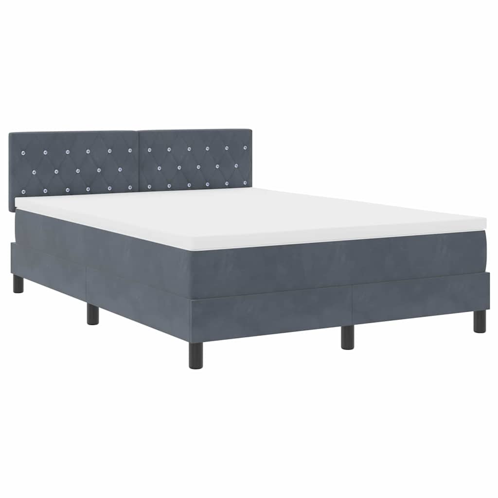 vidaXL Κρεβάτι Box Spring με Στρώμα Σκούρο Γκρι 140x190 εκ. Βελούδο