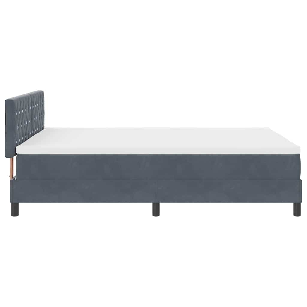 vidaXL Κρεβάτι Box Spring με Στρώμα Σκούρο Γκρι 140x190 εκ. Βελούδο