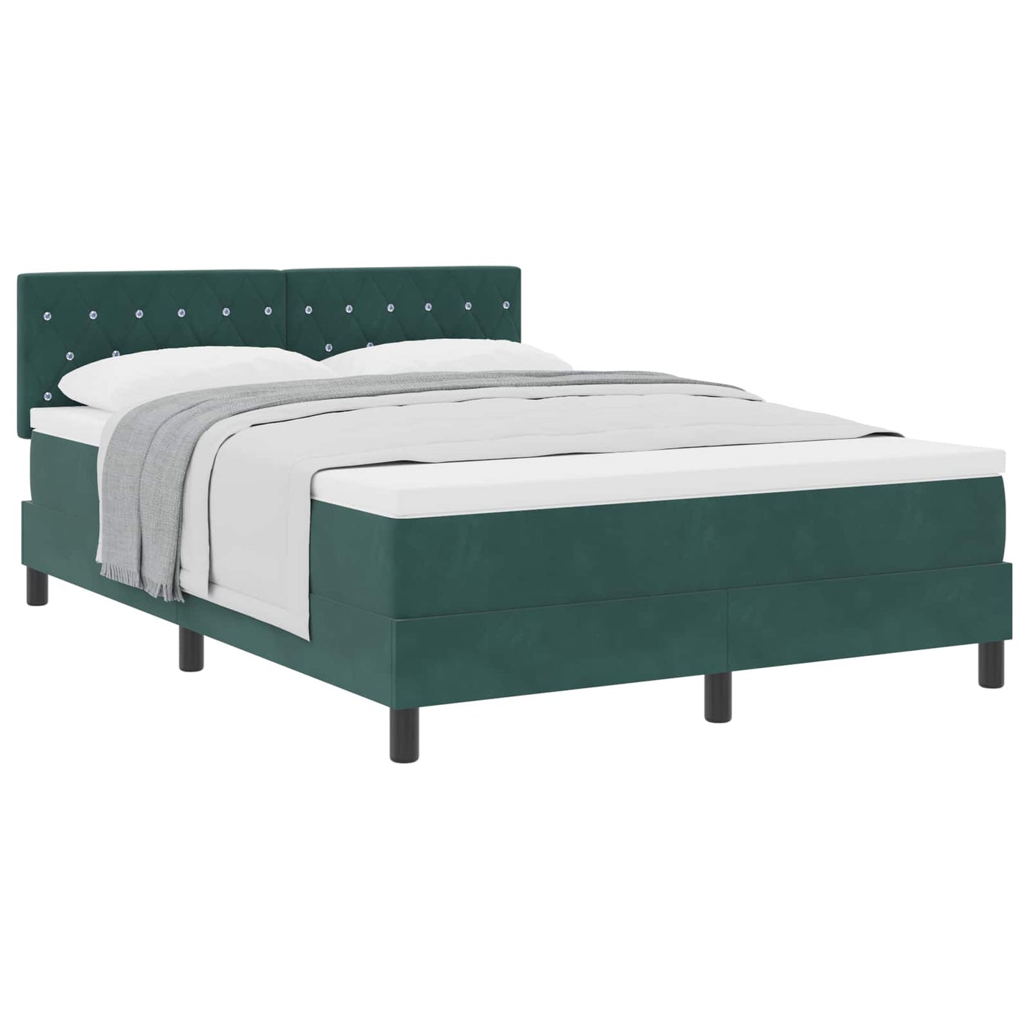 vidaXL Κρεβάτι με ελατήρια Σκούρο Πράσινο 140 x 190 cm Βελούδο