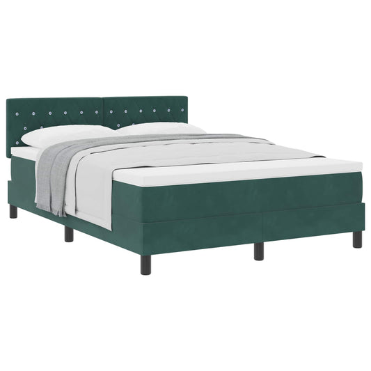 vidaXL Κρεβάτι με ελατήρια Σκούρο Πράσινο 140 x 190 cm Βελούδο