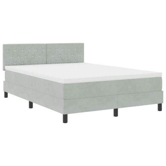Κρεβάτι Box Spring με Στρώμα vidaXL Ανοιχτό Γκρι 140x200 εκ Βελούδινο