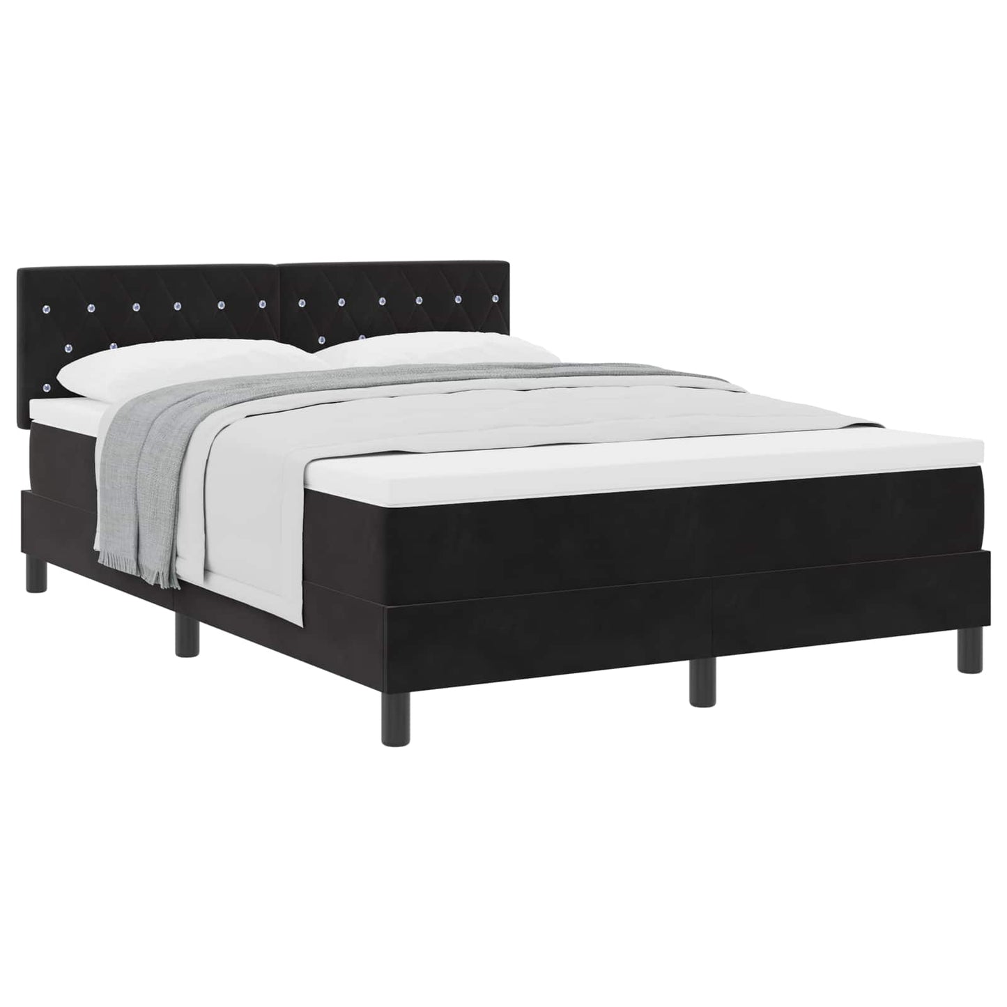 vidaXL Κρεβάτι με ελατήρια με στρώμα Μαύρο 160 x 200 cm Βελούδο