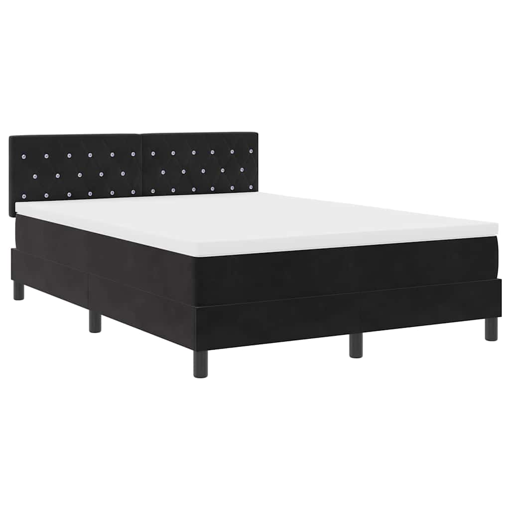 vidaXL Κρεβάτι με ελατήρια με στρώμα Μαύρο 160 x 200 cm Βελούδο
