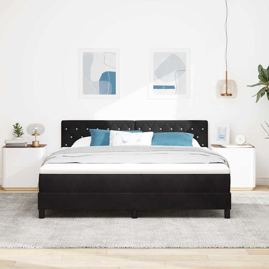 vidaXL Κρεβάτι με ελατήρια με στρώμα Μαύρο 180 x 200 cm Βελούδο