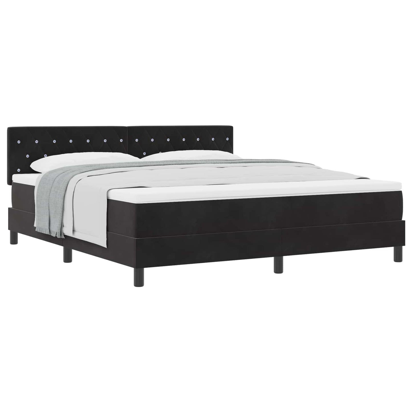 vidaXL Κρεβάτι με ελατήρια με στρώμα Μαύρο 180 x 200 cm Βελούδο