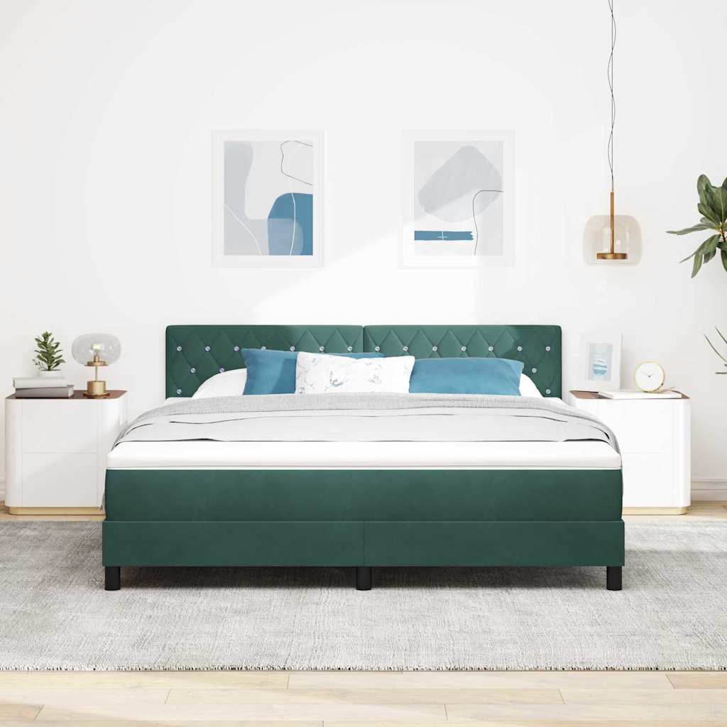 vidaXL Κρεβάτι με ελατήρια Σκούρο Πράσινο 180 x 200 cm Βελούδο