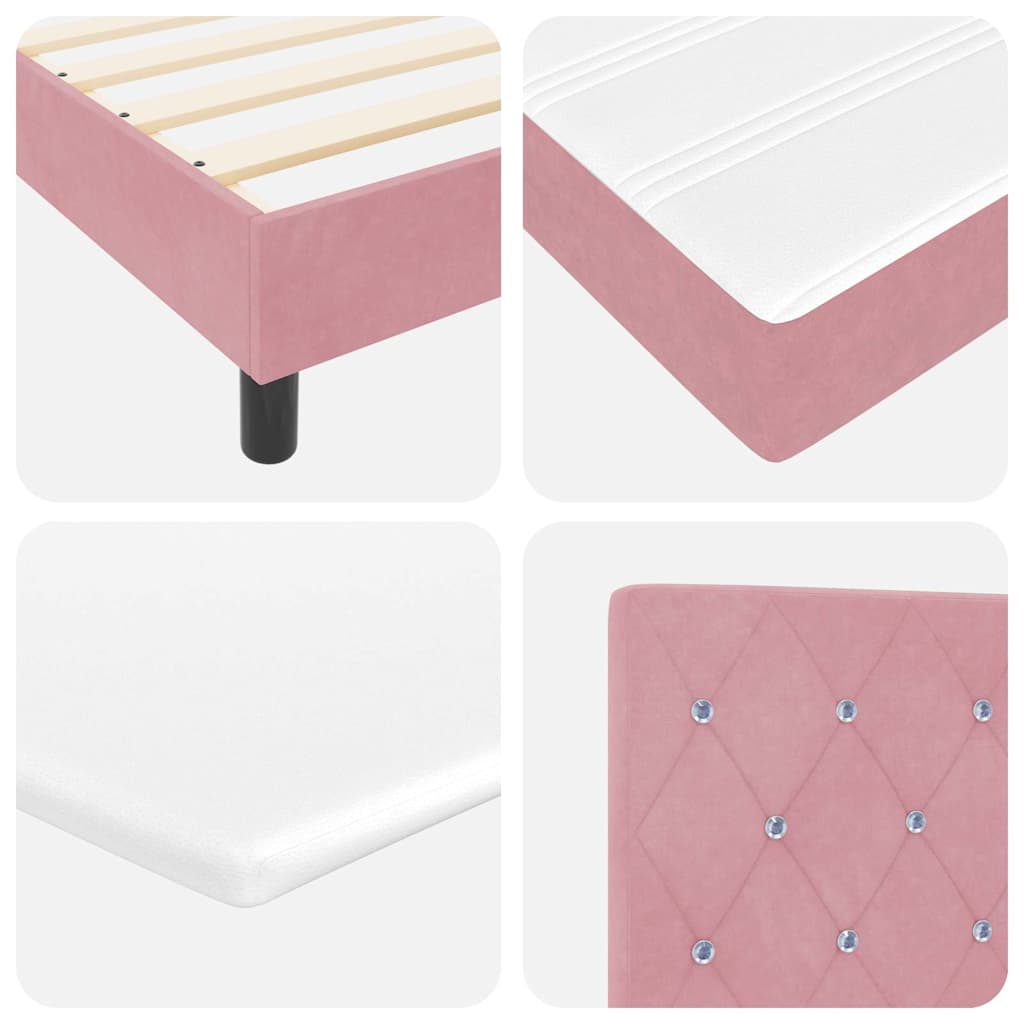 vidaXL Κρεβάτι με ελατήρια με κεφαλάρι Ροζ 180 x 200 cm Βελούδο