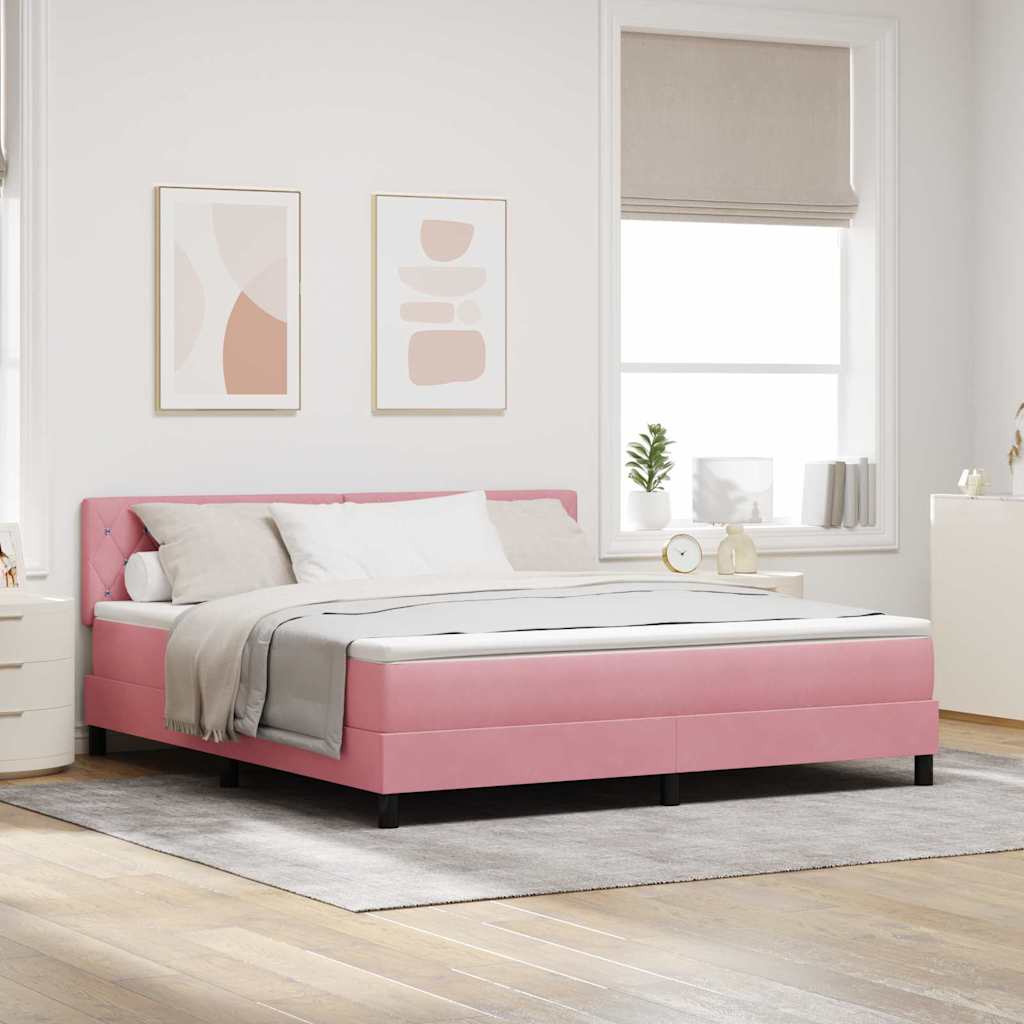 vidaXL Κρεβάτι με ελατήρια με κεφαλάρι Ροζ 180 x 200 cm Βελούδο