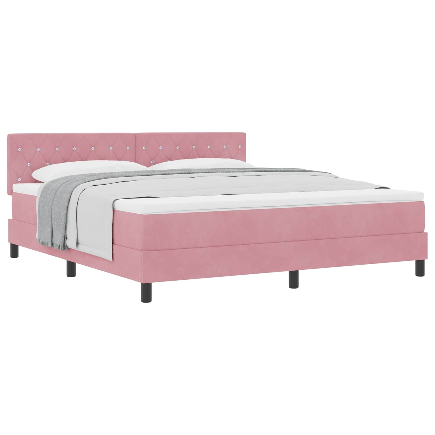 vidaXL Κρεβάτι με ελατήρια με κεφαλάρι Ροζ 180 x 200 cm Βελούδο