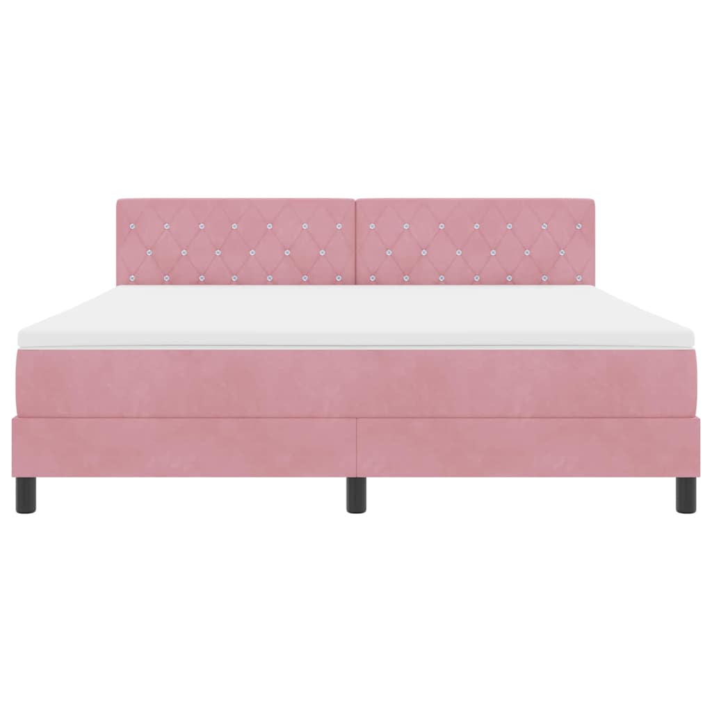 vidaXL Κρεβάτι με ελατήρια με κεφαλάρι Ροζ 180 x 200 cm Βελούδο
