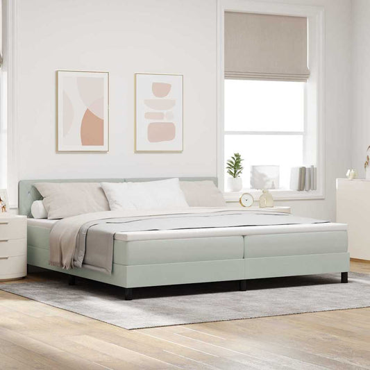 Κρεβάτι με Στρώμα Box Spring vidaXL Γκρι Ανοιχτό 200x200 εκ Βελούδο