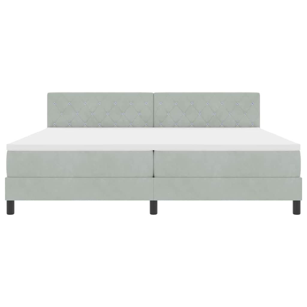 Κρεβάτι με Στρώμα Box Spring vidaXL Γκρι Ανοιχτό 200x200 εκ Βελούδο