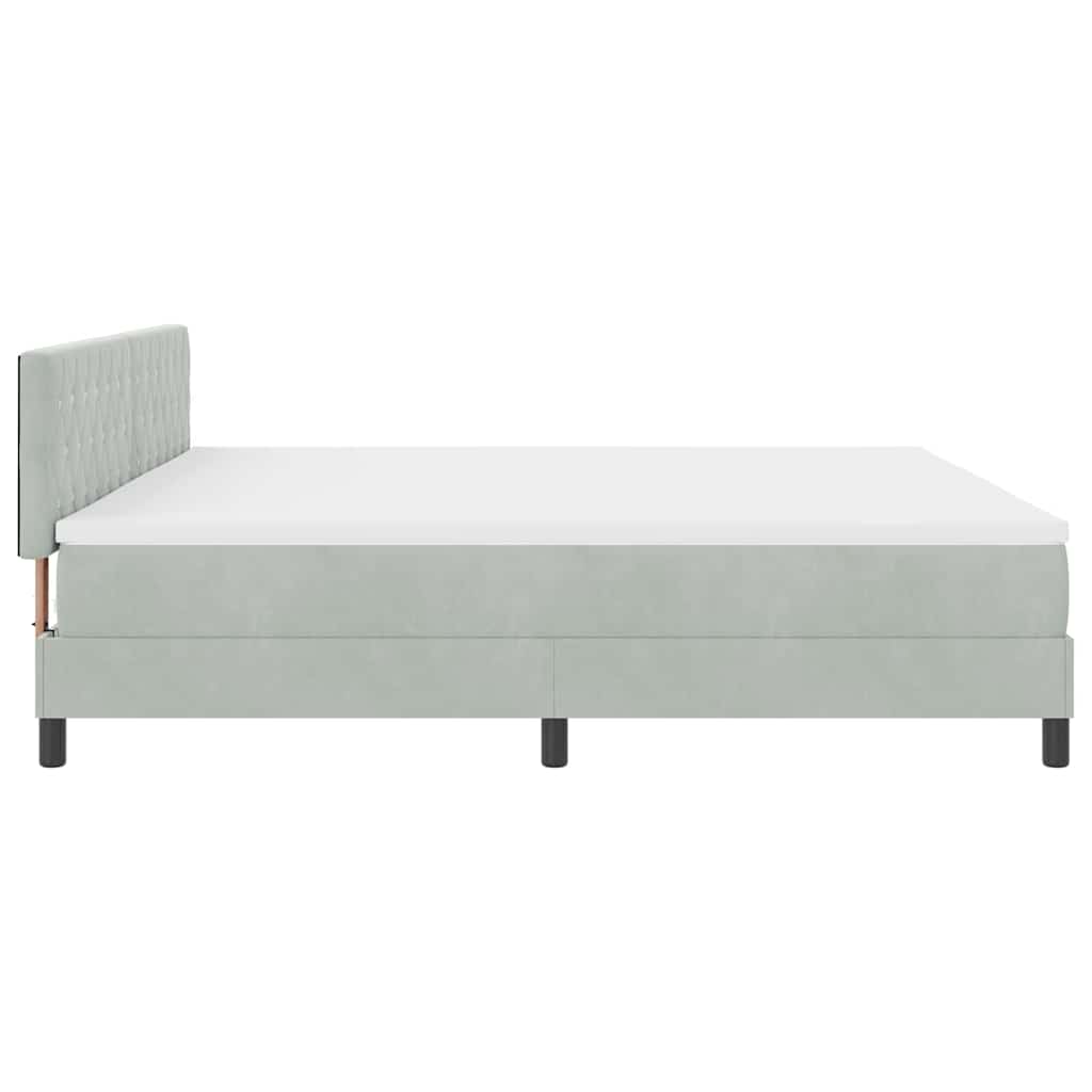 Κρεβάτι με Στρώμα Box Spring vidaXL Γκρι Ανοιχτό 200x200 εκ Βελούδο
