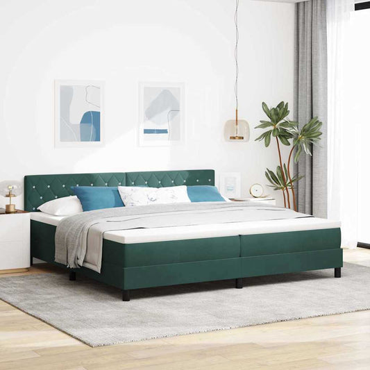 vidaXL Κρεβάτι με ελατήρια Σκούρο Πράσινο 200 x 200 cm Βελούδο