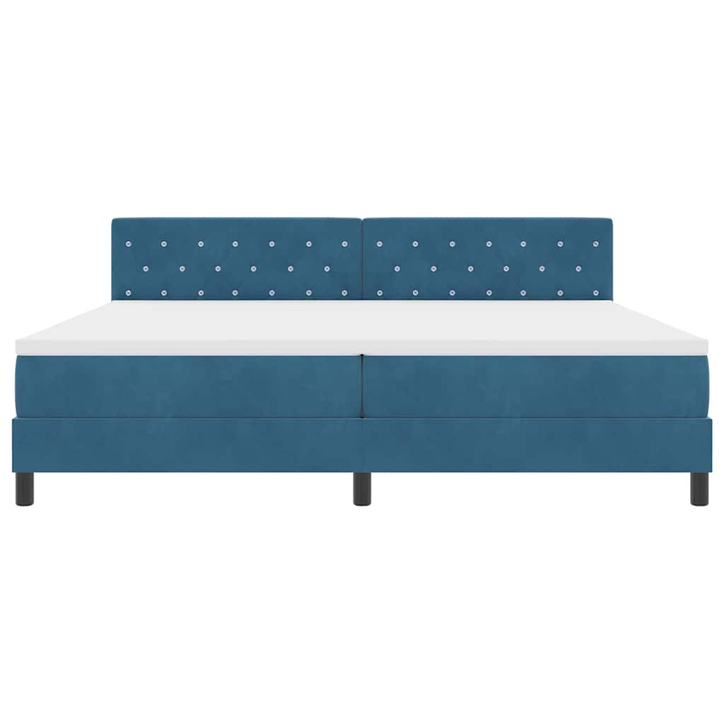 vidaXL Κρεβάτι με Ελατήρια και Στρώμα Σκούρο Μπλε 200 x 200 cm ύφασμα