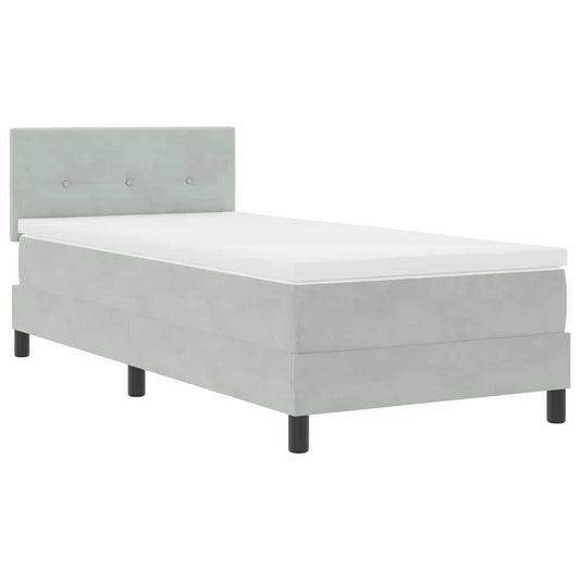 κρεβάτι Box Spring με στρώμα vidaXL ανοιχτό γκρι μονό βελούδο