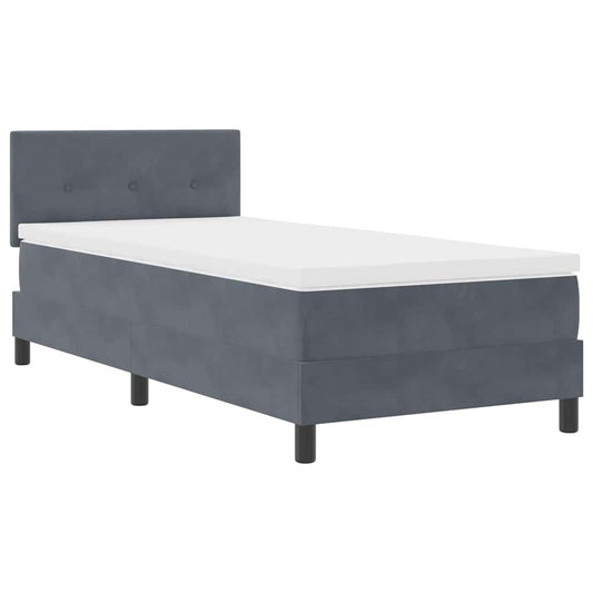 κρεβάτι box spring vidaXL με στρώμα σκοτεινού γκρι βελούδου μονό