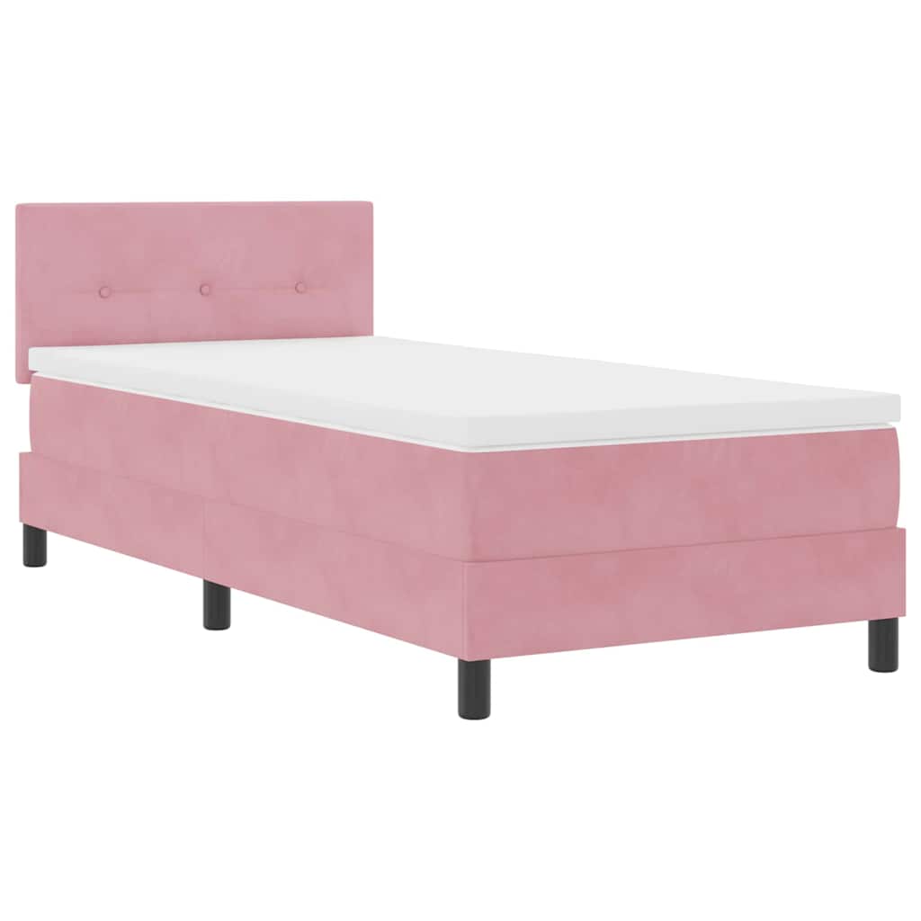 vidaXL Κρεβάτι με ελατήρια με κεφαλάρι Ροζ 90 x 190 cm Βελούδο