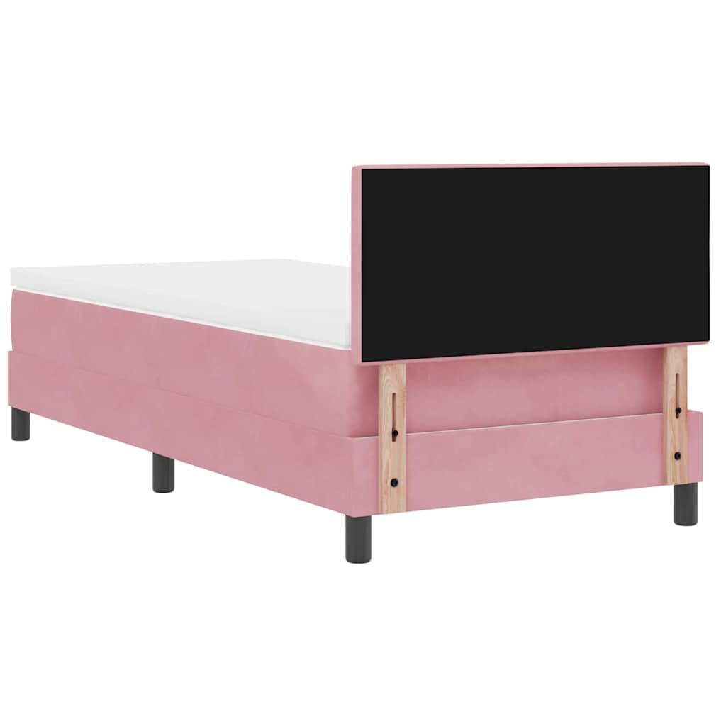 vidaXL Κρεβάτι με ελατήρια με κεφαλάρι Ροζ 90 x 190 cm Βελούδο