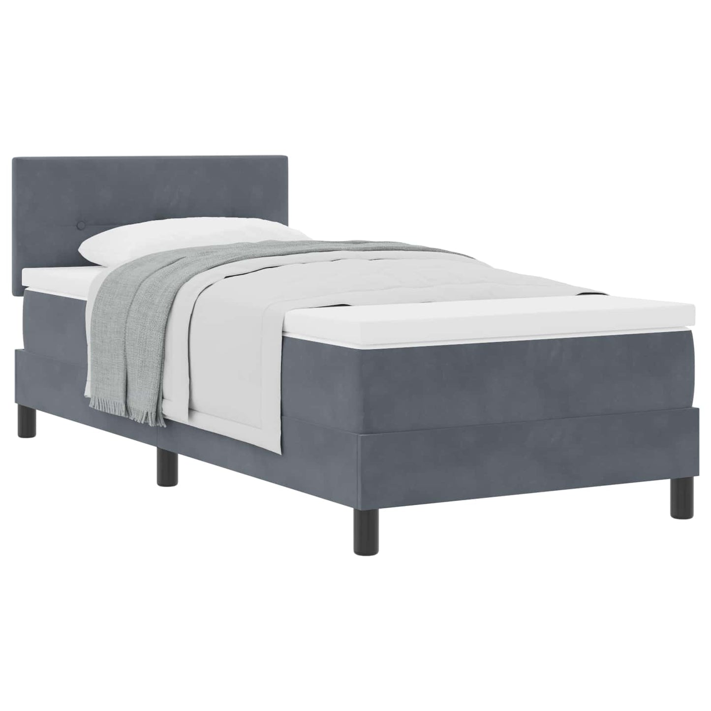 Κρεβάτι Box Spring vidaXL με Στρώμα Σκούρο Γκρι 90x200 cm Βελούδο