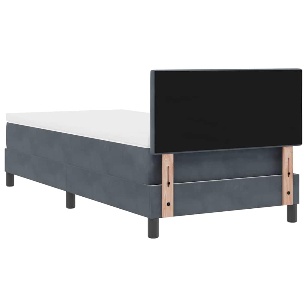 Κρεβάτι Box Spring vidaXL με Στρώμα Σκούρο Γκρι 90x200 cm Βελούδο