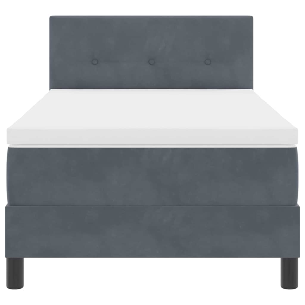 Κρεβάτι Box Spring vidaXL με Στρώμα Σκούρο Γκρι 90x200 cm Βελούδο