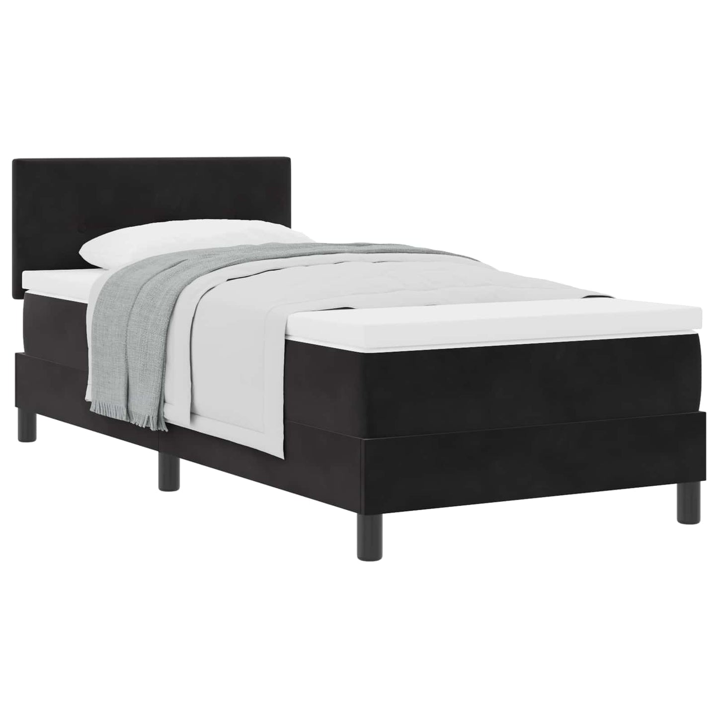 vidaXL Κρεβάτι με ελατήρια με στρώμα Μαύρο 100 x 200 cm Βελούδο