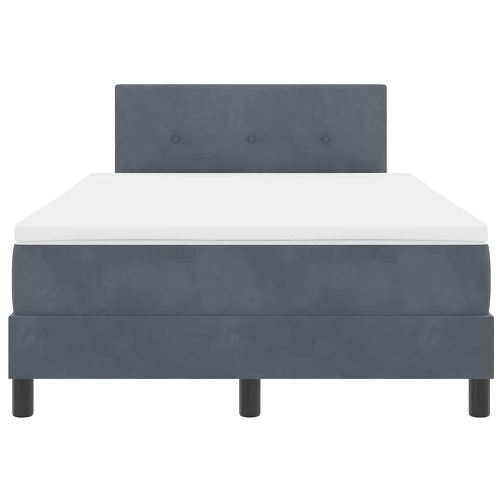vidaXL Κρεβάτι με ελατήρια με στρώμα Σκούρο Γκρι 120 x 190 cm Βελούδο