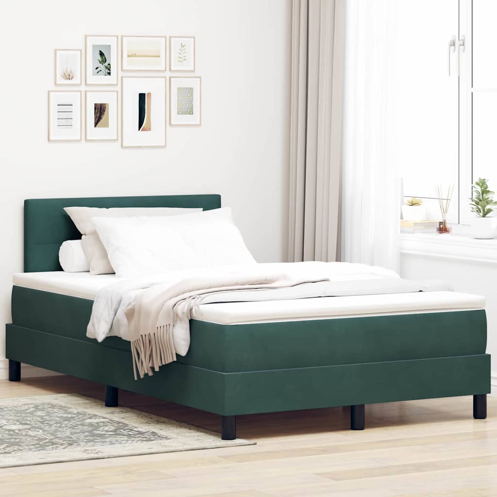 vidaXL Κρεβάτι με ελατήρια Σκούρο Πράσινο 120 x 200 cm Βελούδο