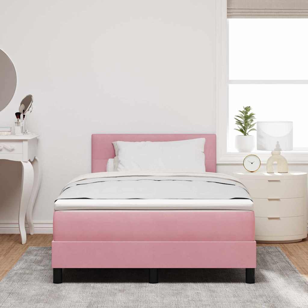 vidaXL Κρεβάτι με ελατήρια με κεφαλάρι Ροζ 120 x 200 cm Βελούδο