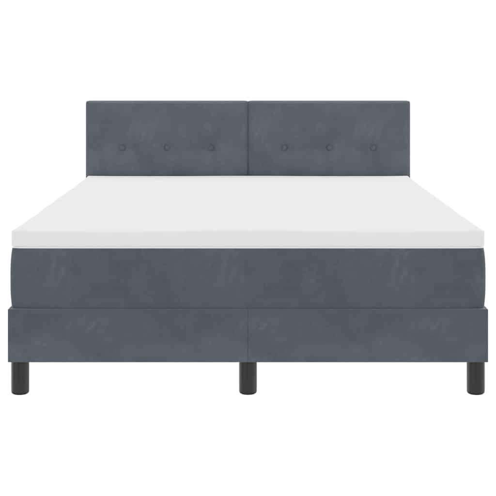 vidaXL Κρεβάτι με ελατήρια με στρώμα Σκούρο Γκρι 140 x 200 cm Βελούδο