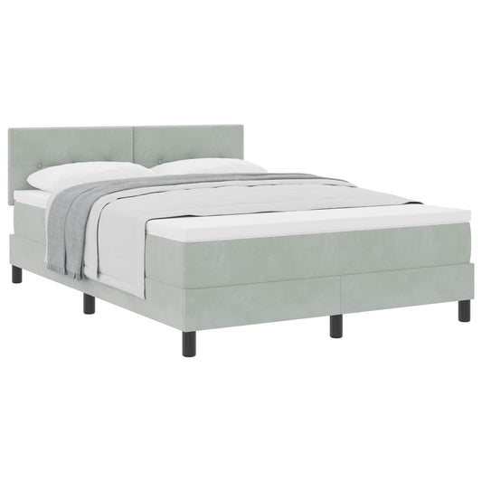 vidaXL Κρεβάτι με ελατήρια Ανοιχτό γκρι 160 x 200 cm Βελούδο