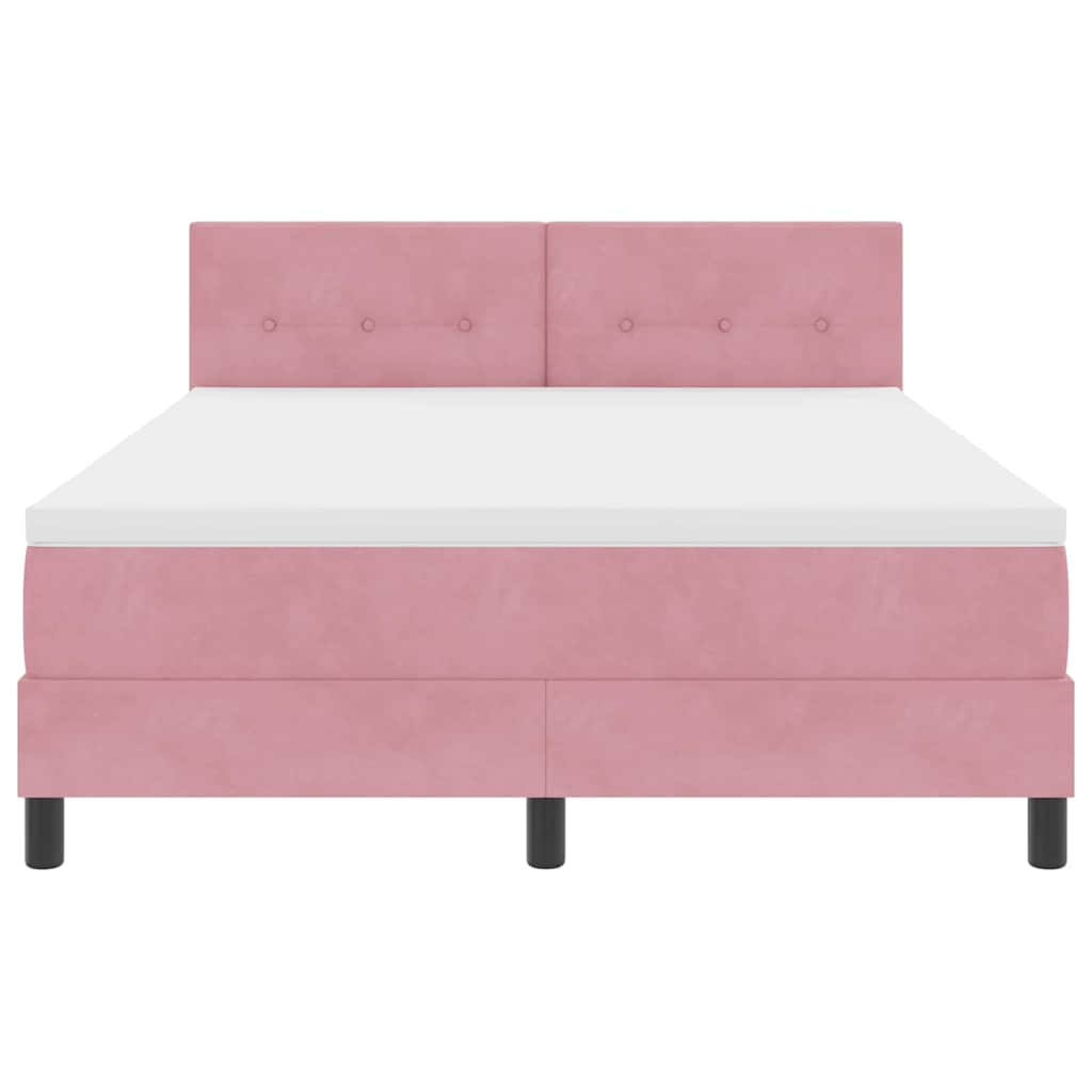 vidaXL Κρεβάτι με ελατήρια με κεφαλάρι Ροζ 160 x 200 cm Βελούδο