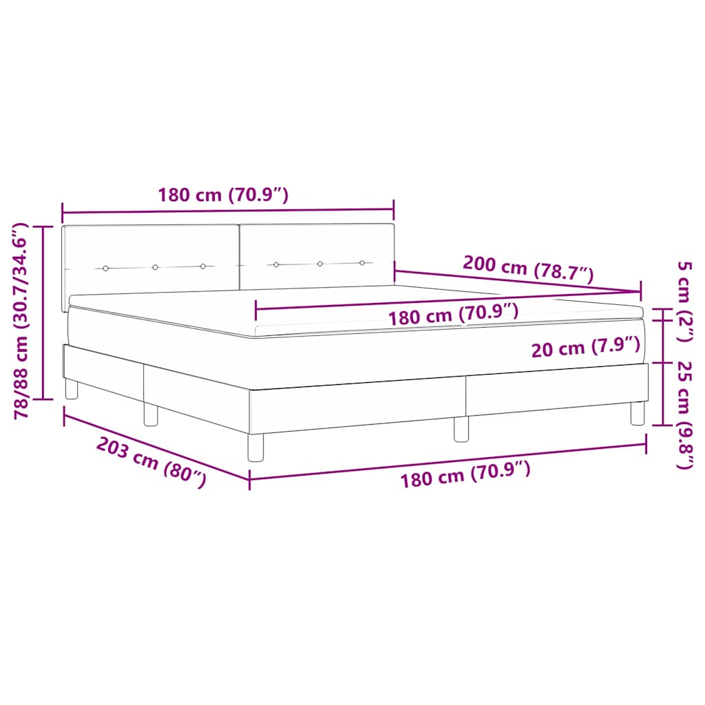 vidaXL Κρεβάτι με ελατήρια με στρώμα Μαύρο 180 x 200 cm Βελούδο