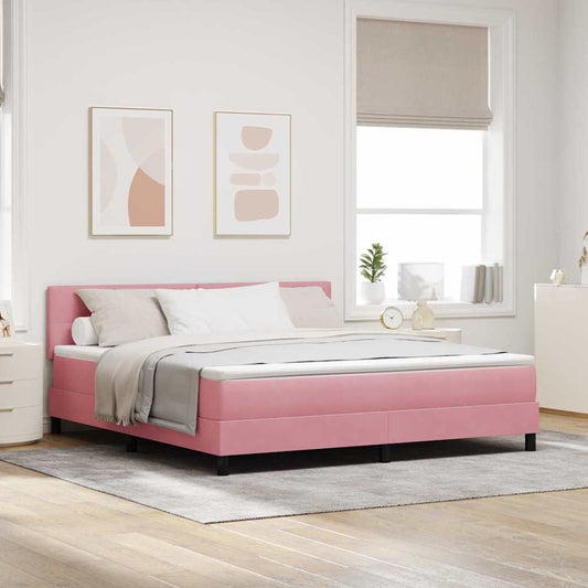 vidaXL Κρεβάτι με ελατήρια με κεφαλάρι Ροζ 180 x 200 cm Βελούδο