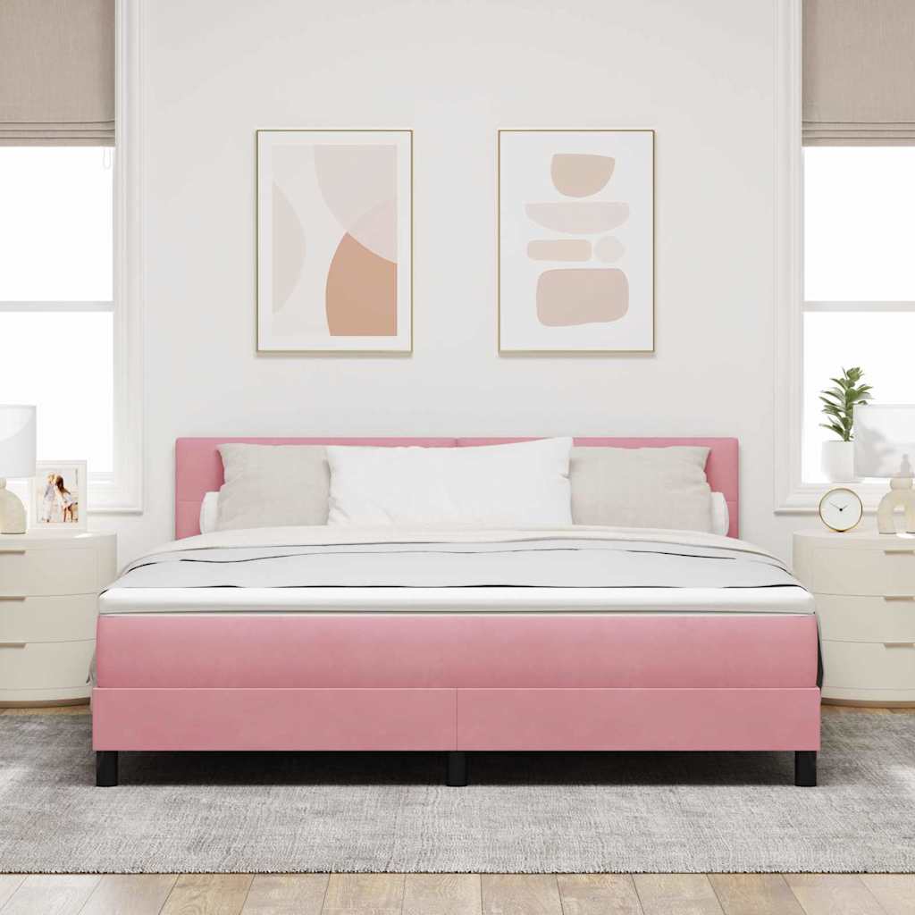 vidaXL Κρεβάτι με ελατήρια με κεφαλάρι Ροζ 180 x 200 cm Βελούδο