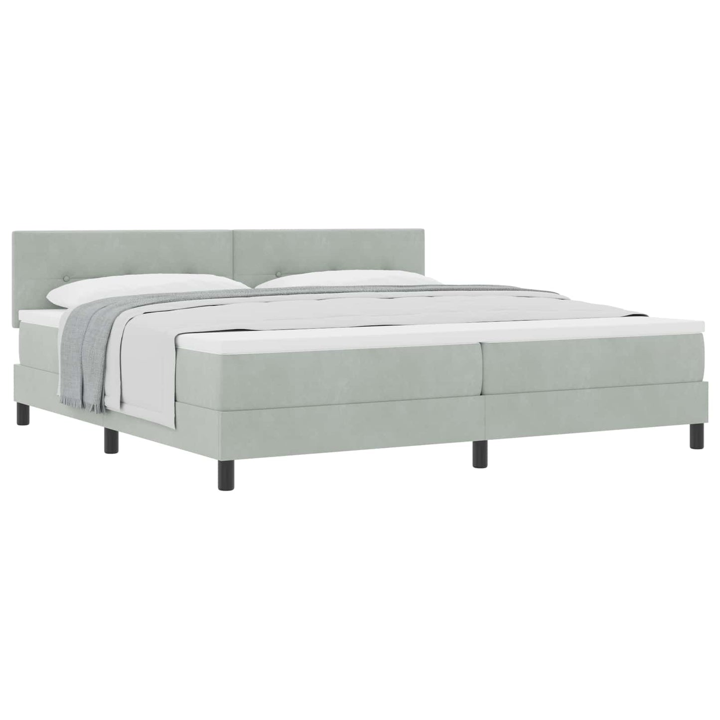 vidaXL Κρεβάτι με ελατήρια Ανοιχτό γκρι 200 x 200 cm Βελούδο
