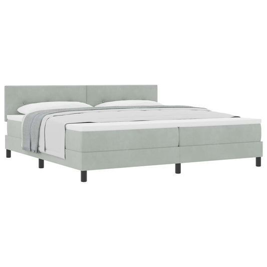 vidaXL Κρεβάτι με ελατήρια Ανοιχτό γκρι 200 x 200 cm Βελούδο