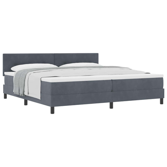 vidaXL Κρεβάτι με ελατήρια Σκούρο Γκρι 200 x 200 cm Βελούδο