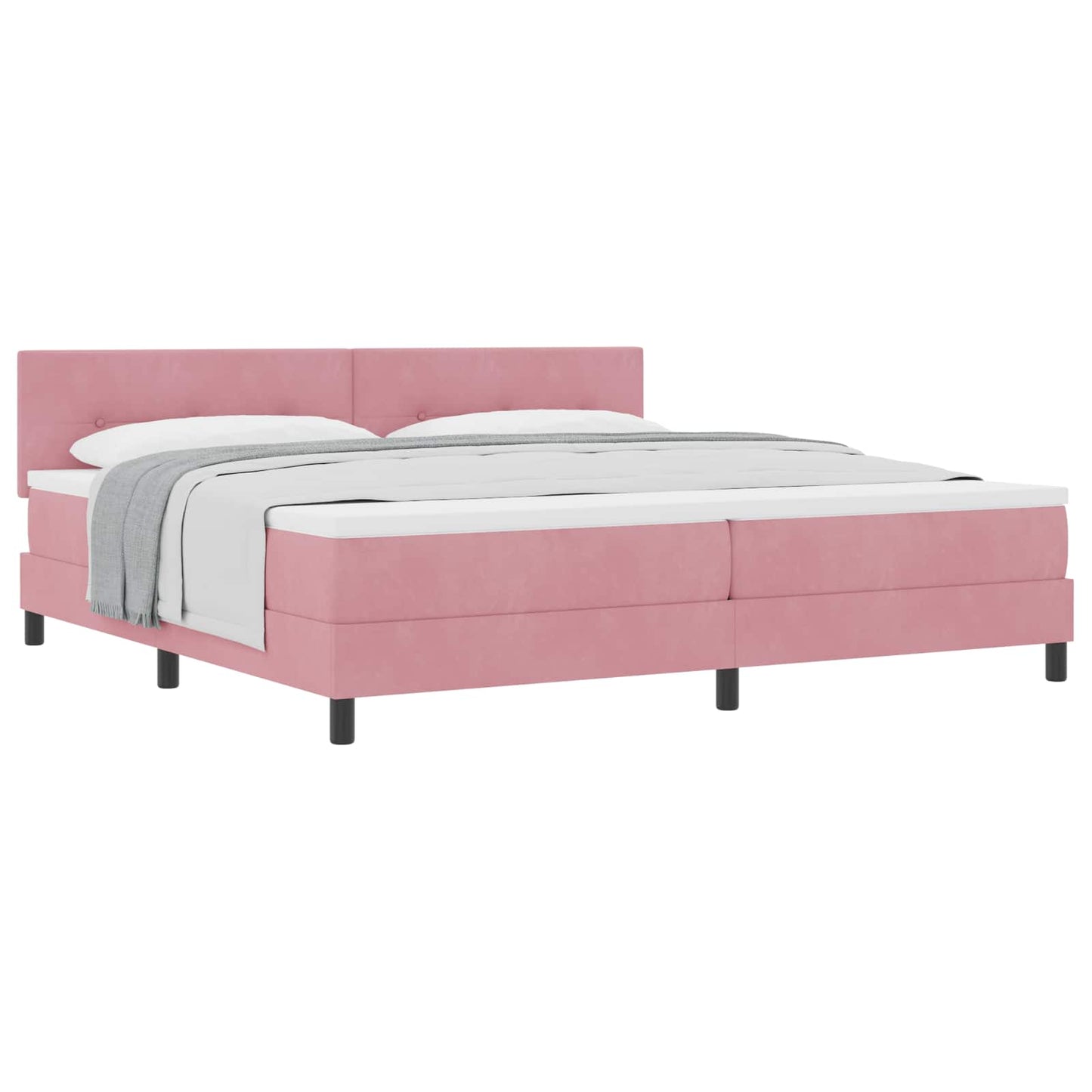 vidaXL Κρεβάτι με ελατήρια με κεφαλάρι Ροζ 200 x 200 cm Βελούδο
