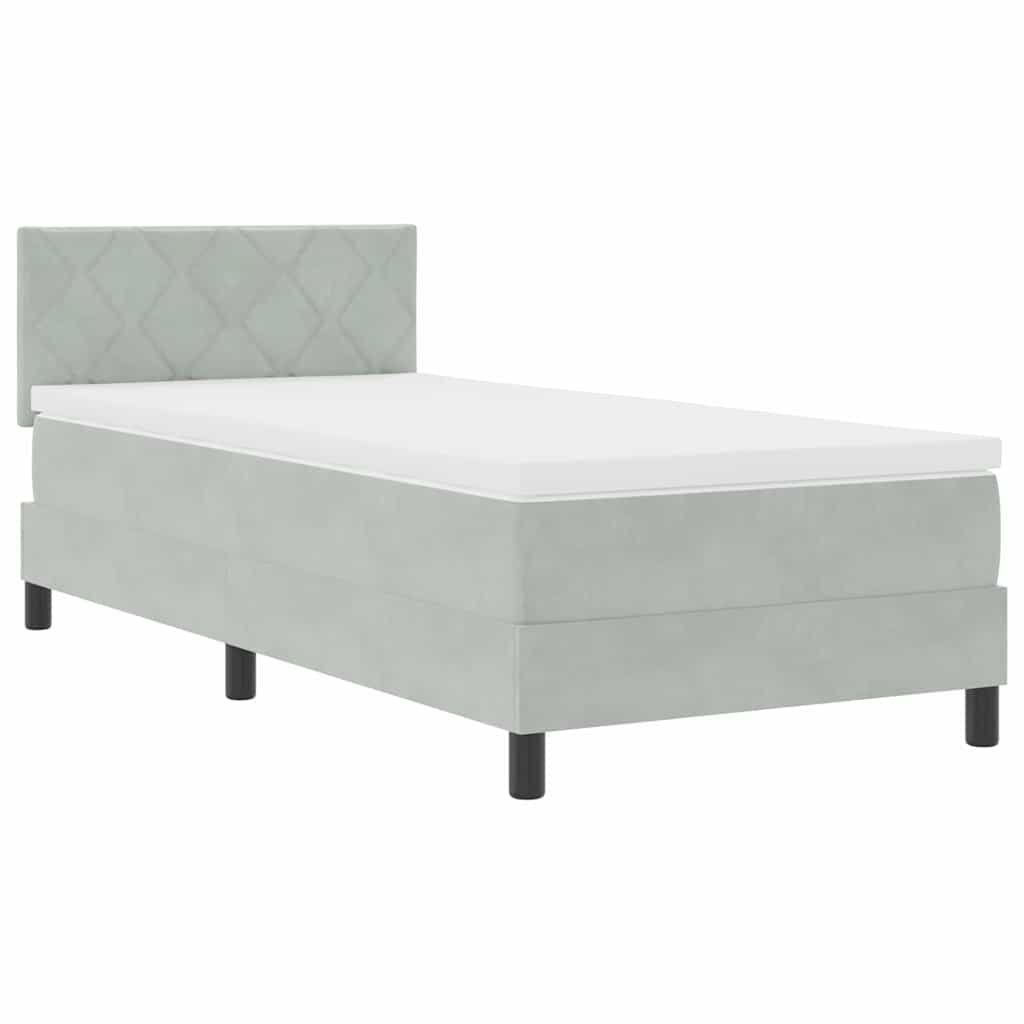 κρεβάτι Box Spring με στρώμα vidaXL Γκρι Ανοιχτό Μονό Βελούδο