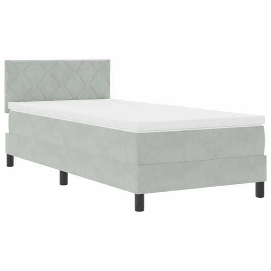 κρεβάτι Box Spring με στρώμα vidaXL Γκρι Ανοιχτό Μονό Βελούδο