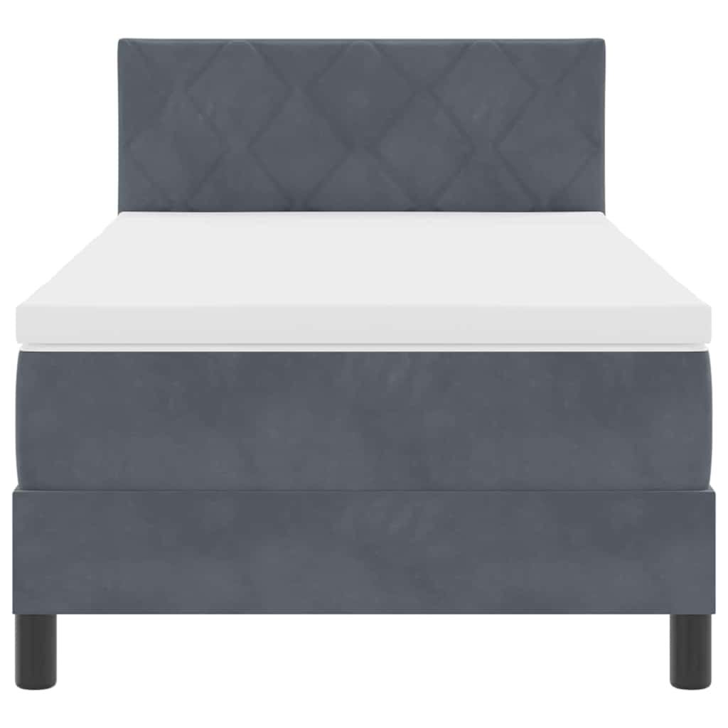 vidaXL Κρεβάτι με Σπαστό Στρώμα Σκούρο Γκρι 90x200 εκ Βελούδο