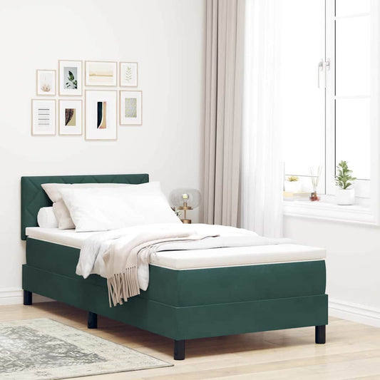 κρεβάτι με στρώμα vidaXL Dark Green 90x200 εκ. Βελούδο