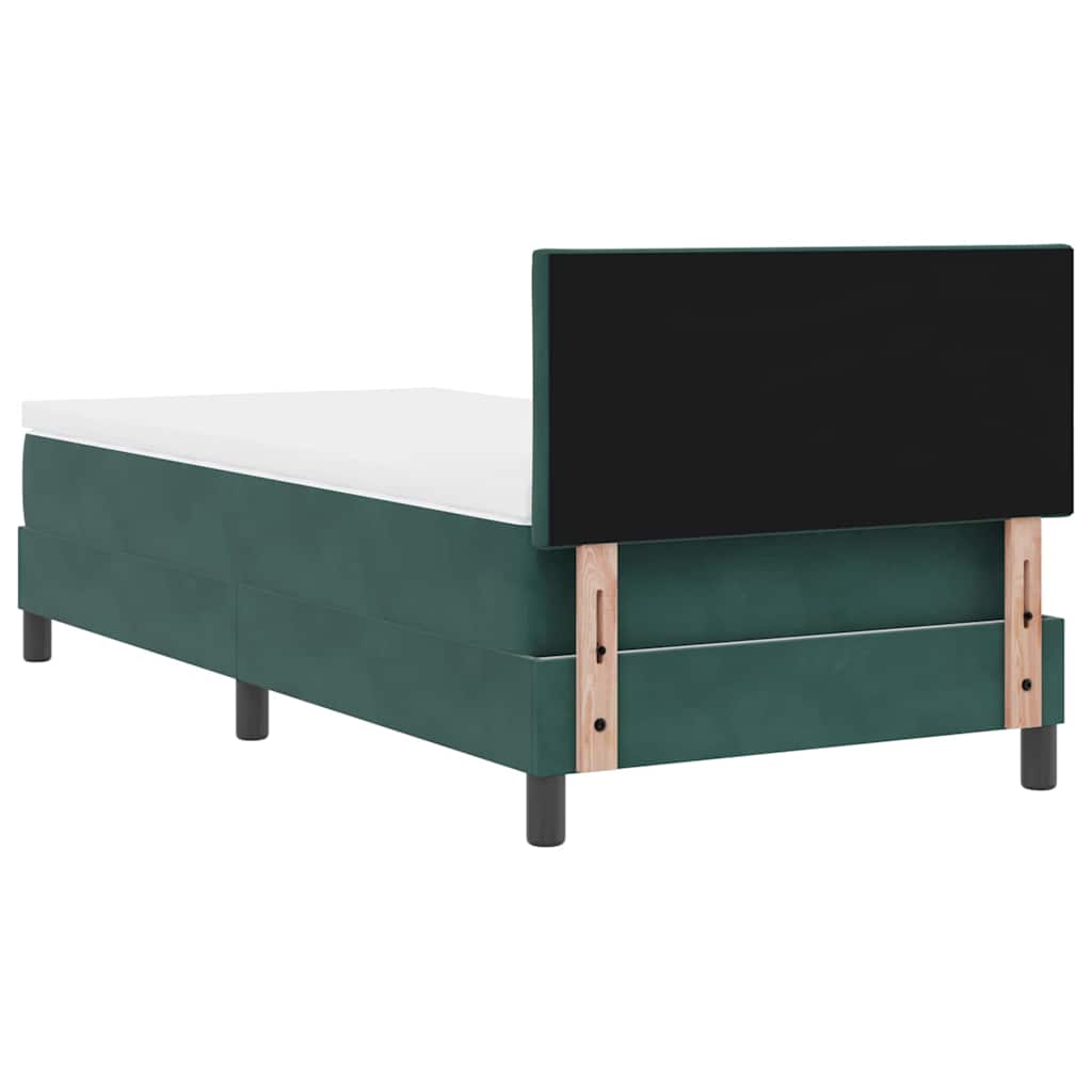 κρεβάτι με στρώμα vidaXL Dark Green 90x200 εκ. Βελούδο