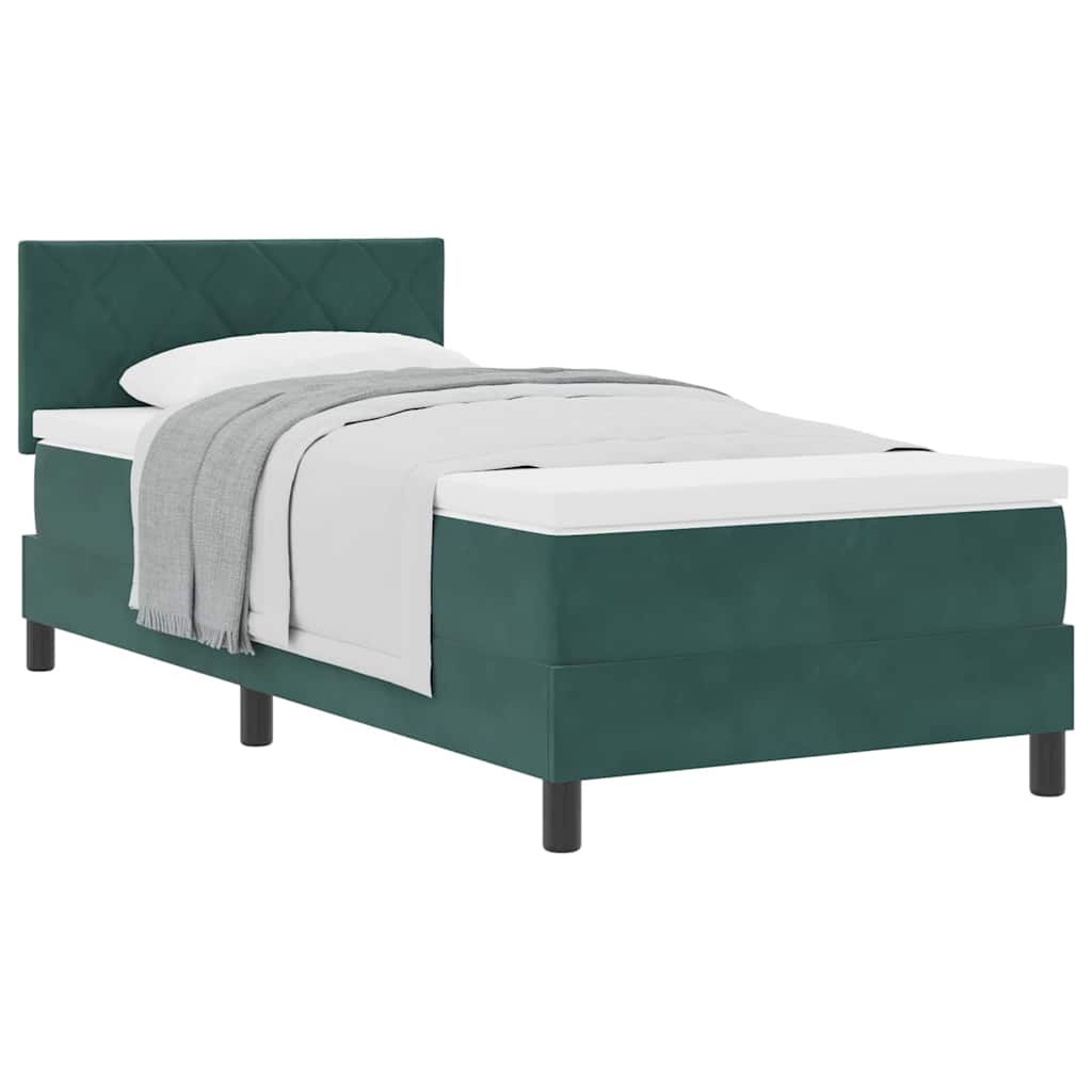 κρεβάτι με στρώμα vidaXL Dark Green 90x200 εκ. Βελούδο